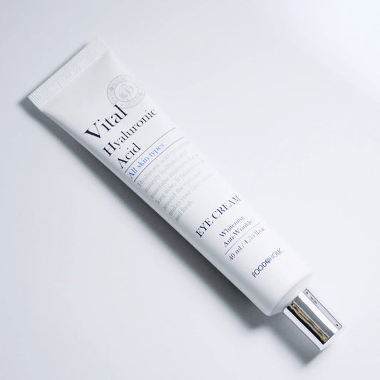 Vital Hyaluronic Acid Eye Cream for sensitive skin – part of affordable clean skincare routine by Food2Skin
